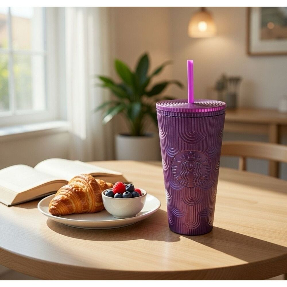 Starbucks Spring 2024 PURPLE Pearl Shell Mermaid Siren Scales Venti Tumbler 24oz